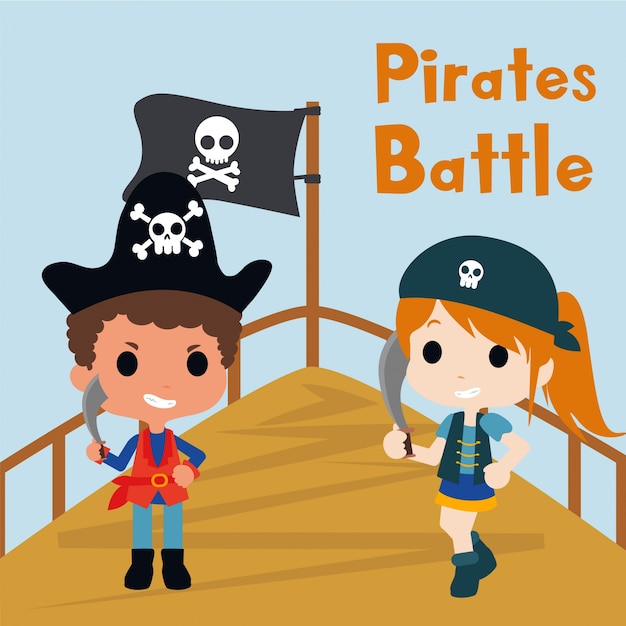 Kids pirate illustration with cute character