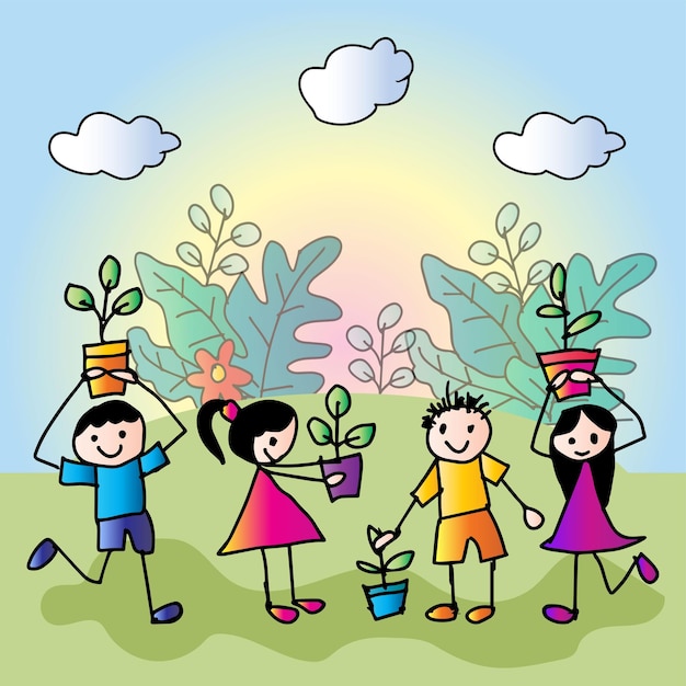 Kids Planting Plants