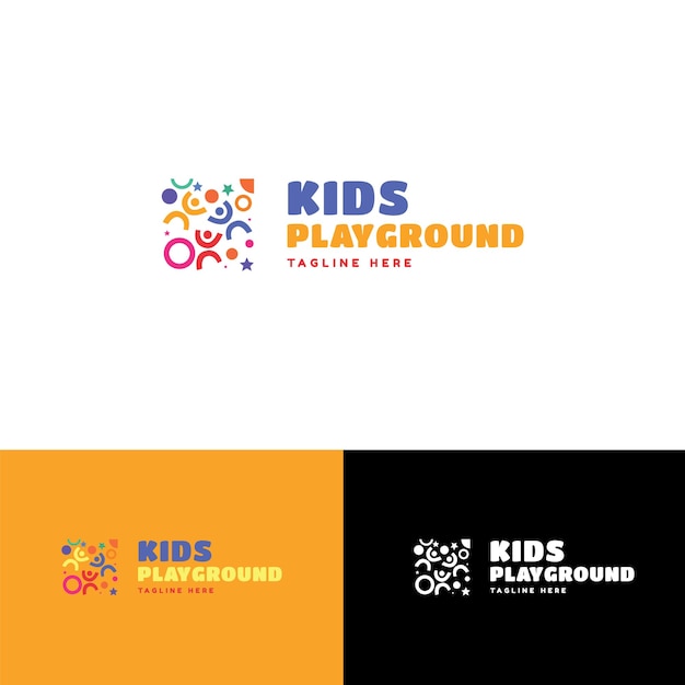 Vector kids playground abstract human rounded symbol fun logo template with playful color for course school