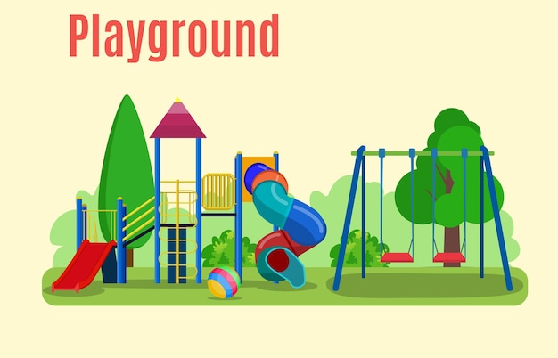 Vector kids playground buildings for city construction