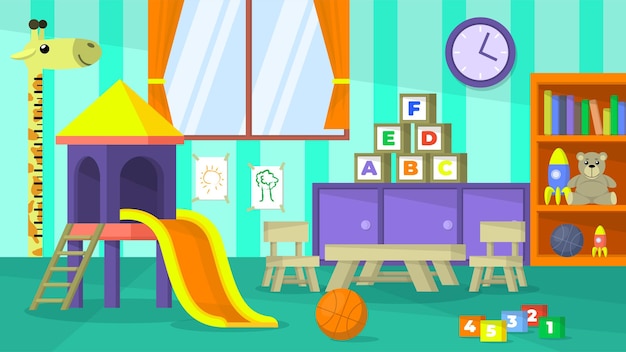 Vector kids playground - interior scenes