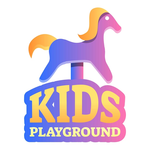 Vector kids playground rocking horse logo cartoon of kids playground rocking horse vector logo for web design isolated on white background