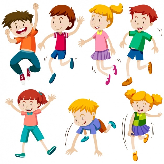 Vector kids playing collection