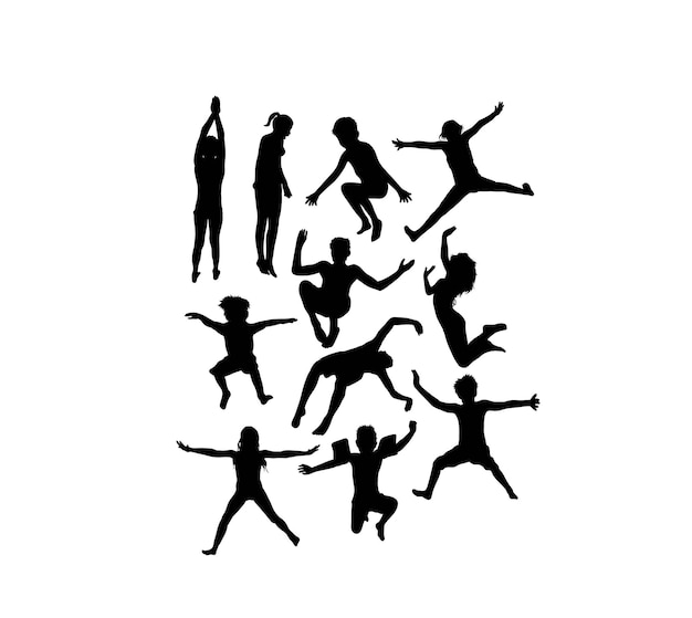 Kids Playing in the PoolSilhouettes art vector design