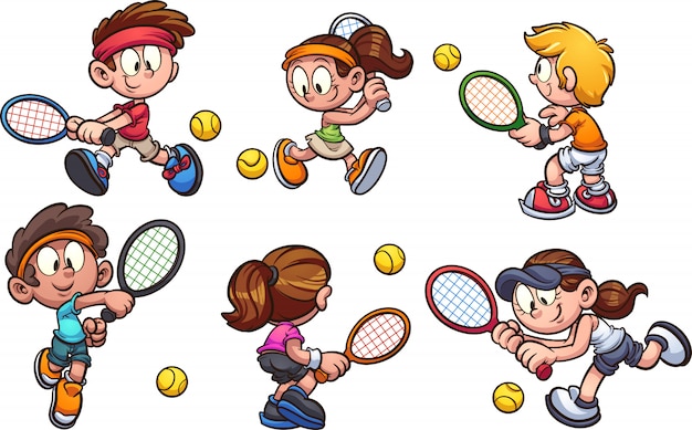 Vector kids_playing_tennis