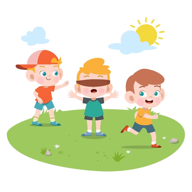 Kids playing together vector illustration