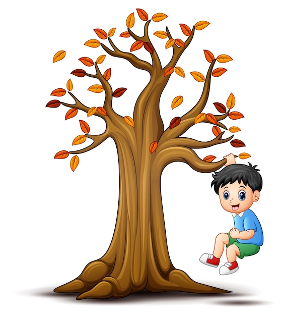 Bambini che giocano con l'albero d'autunno