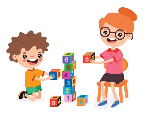 Kids Playing With Building Blocks