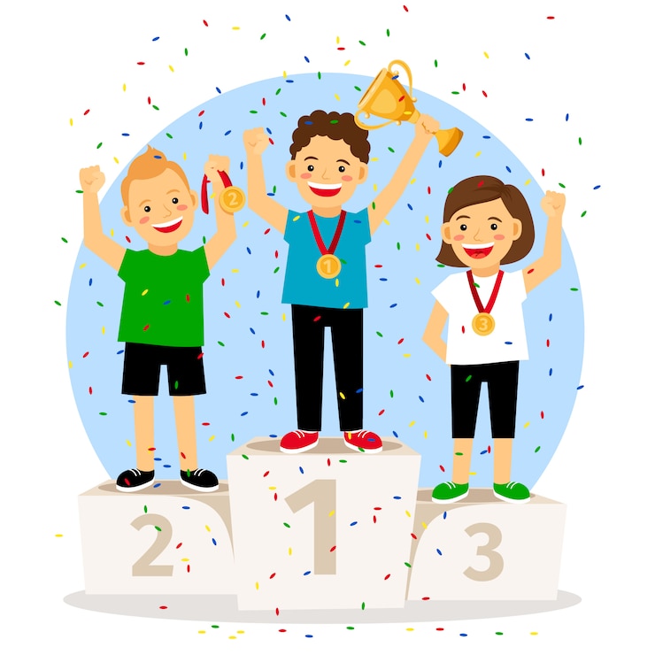 वेक्टर kids in podium 
