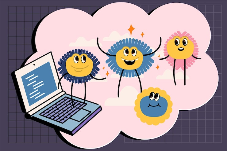 Vector 어린이 프로그래밍 2d 터 이미지 미소 예술 창조 코딩을 배우기