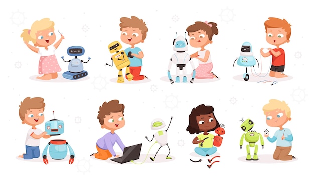 Kids programming robots set