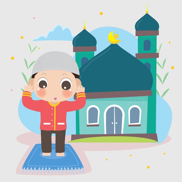 KIDS RAMADAN CHARACTER WITH mosque