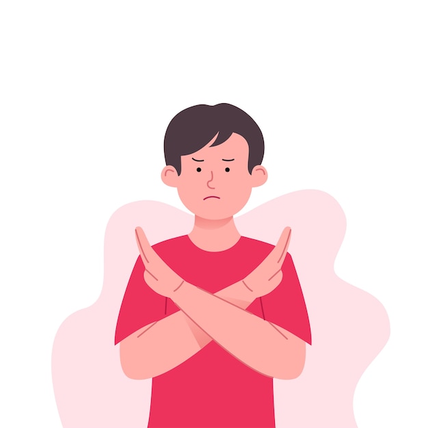 Kids Refuse and Rejected Gesture Illustration