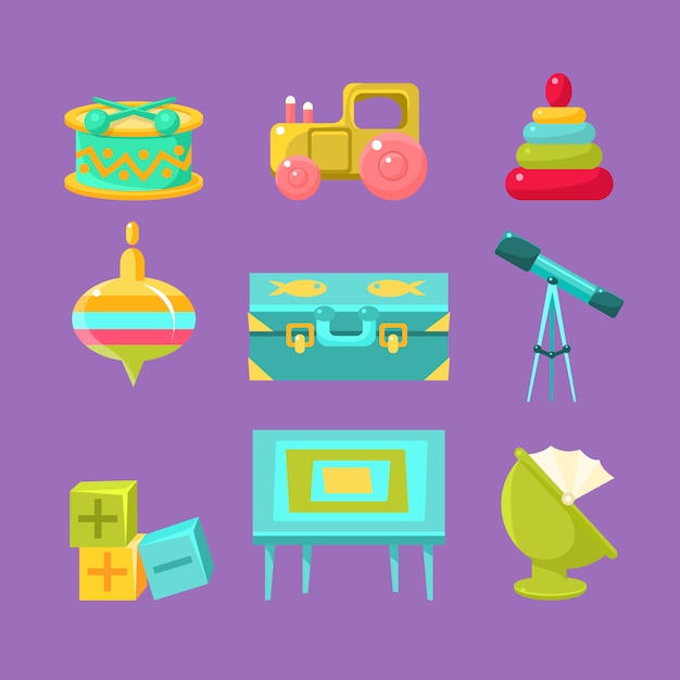 Vector kids room objects collection