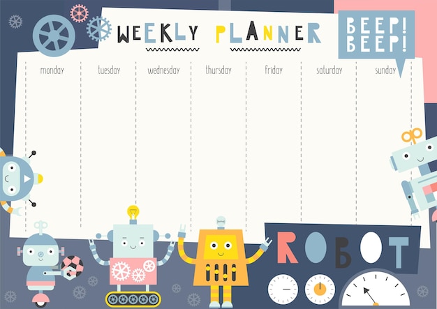 Kids schedule design template vector illustration