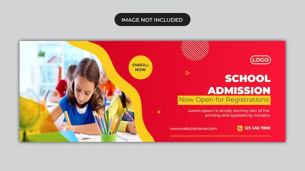 Vector kids school admission facebook cover banner design