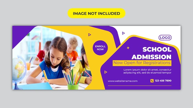 Kids school admission facebook cover design template