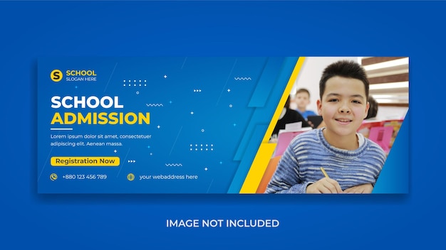 Promozione dell'ammissione alla scuola per bambini social media educativi modello di copertina di facebook banner web design