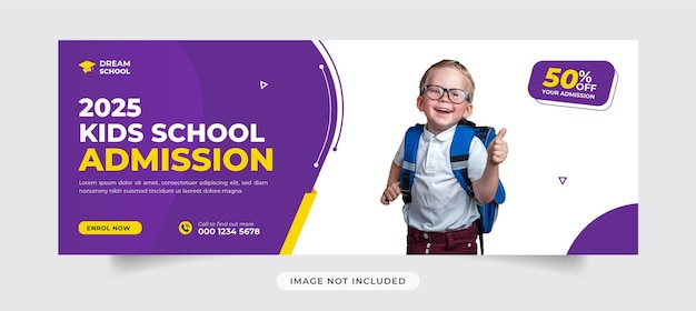 Kids school admission social media timeline cover or web banner