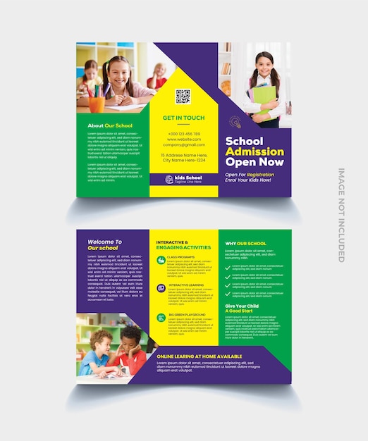 Kids School Admission Trifold Brochure Template