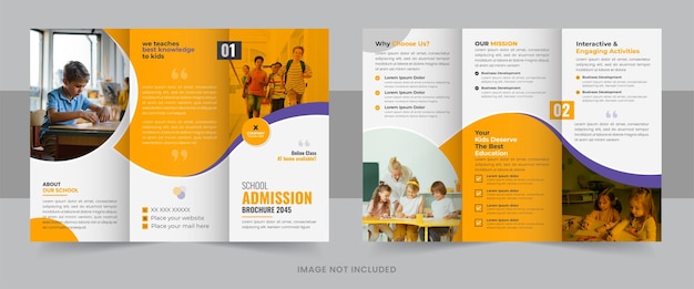 Vector kids school admission trifold brochure template