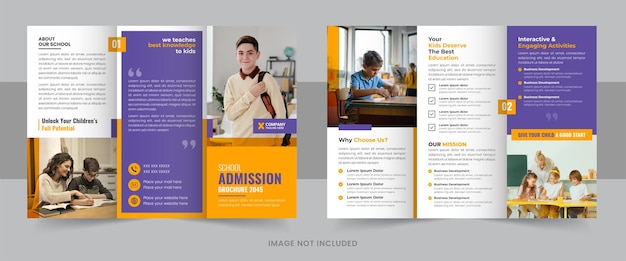 Vector kids school admission trifold brochure template