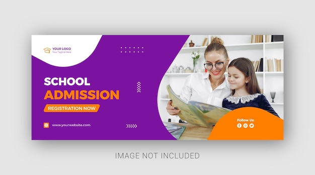 キッズスクール入学ウェブバナー投稿またはソーシャルバナーテンプレート