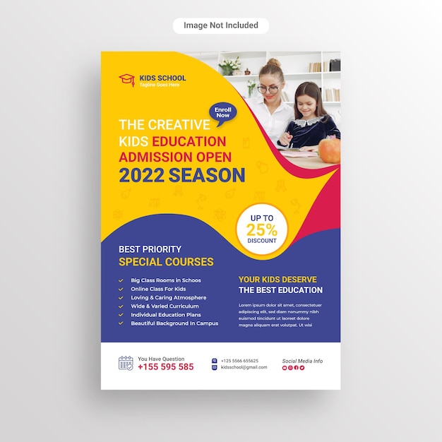 kids school education admission flyer or poster design template