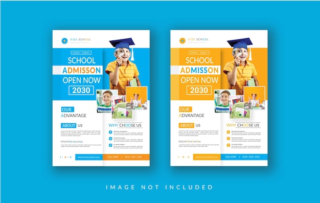 Vector kids school education admission flyer template