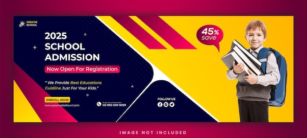 Vector kids school education social media facebook cover and web banner template