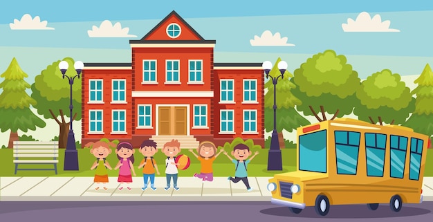 Kids in school illustration