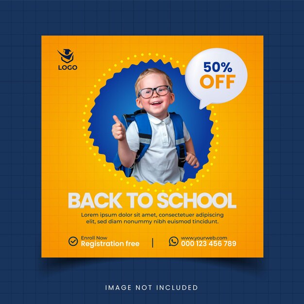 Kids School promotional facebook cover template design