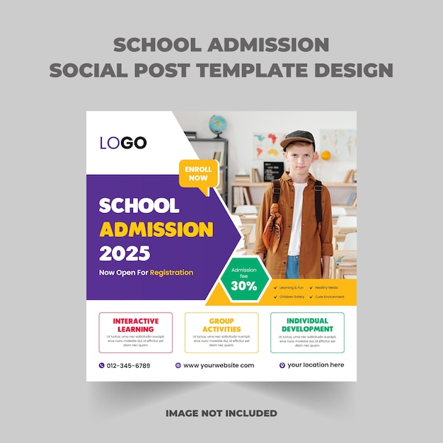 Kids School toelating social media post design