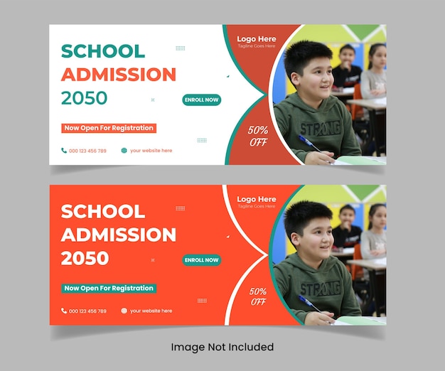Vector kids school toelating webbanner en social media post banner sjabloonontwerp