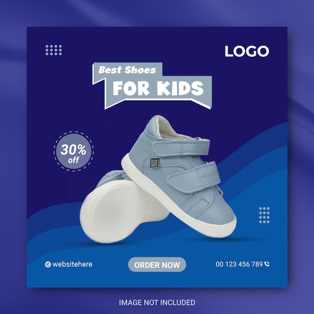 Banner web di scarpe per bambini per la progettazione di post sui social media