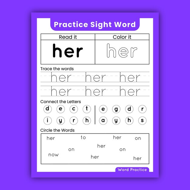 Kids sight words worksheets