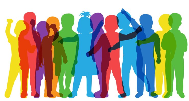 Vector kids silhouette boys and girls