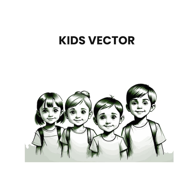 Vector kids sketch autism