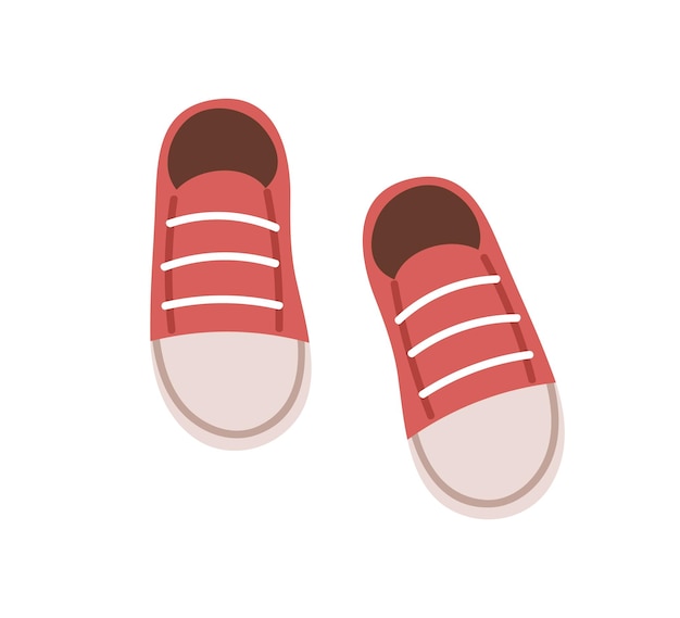 Vettore sneakers per bambini per piedini. paio di scarpe sportive per bambini. calzature infantili. moderne scarpe da ginnastica casual per bambini con lacci. illustrazione vettoriale piatta isolata su sfondo bianco.