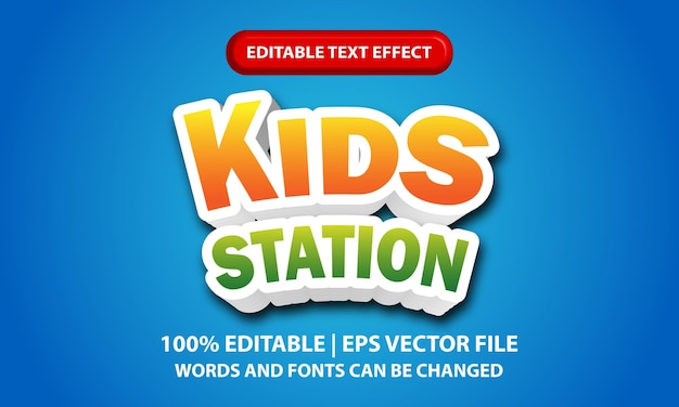 Kids Station 편집 가능한 3d 텍스트 효과 스타일