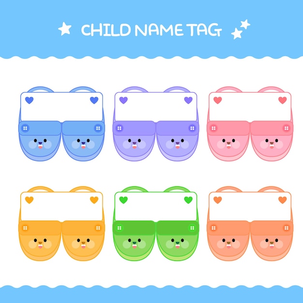 Kids sticker name tag set