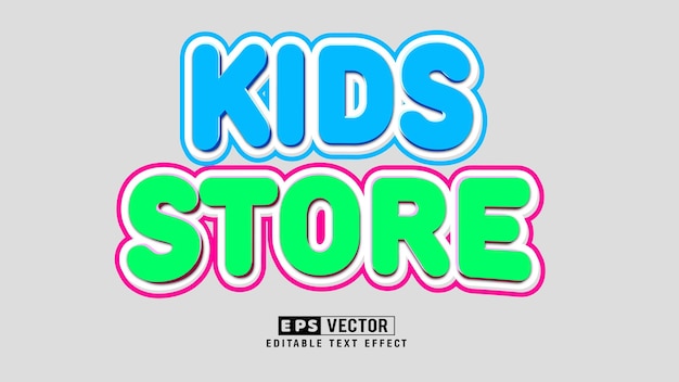 Kids Store 3d Editable Text Effect Vector With Background