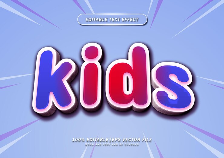 Vector kids style text editable effect