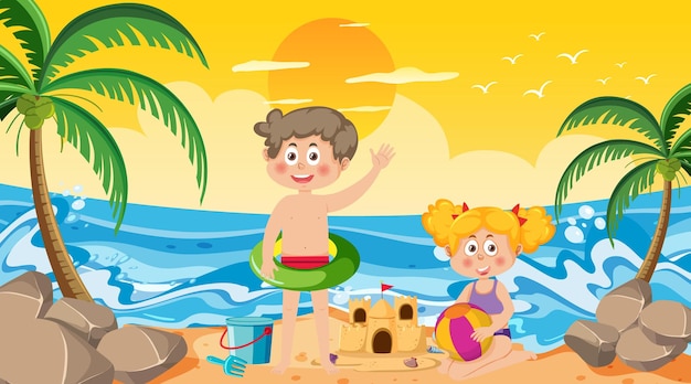 Bambini in vacanza estiva al mare