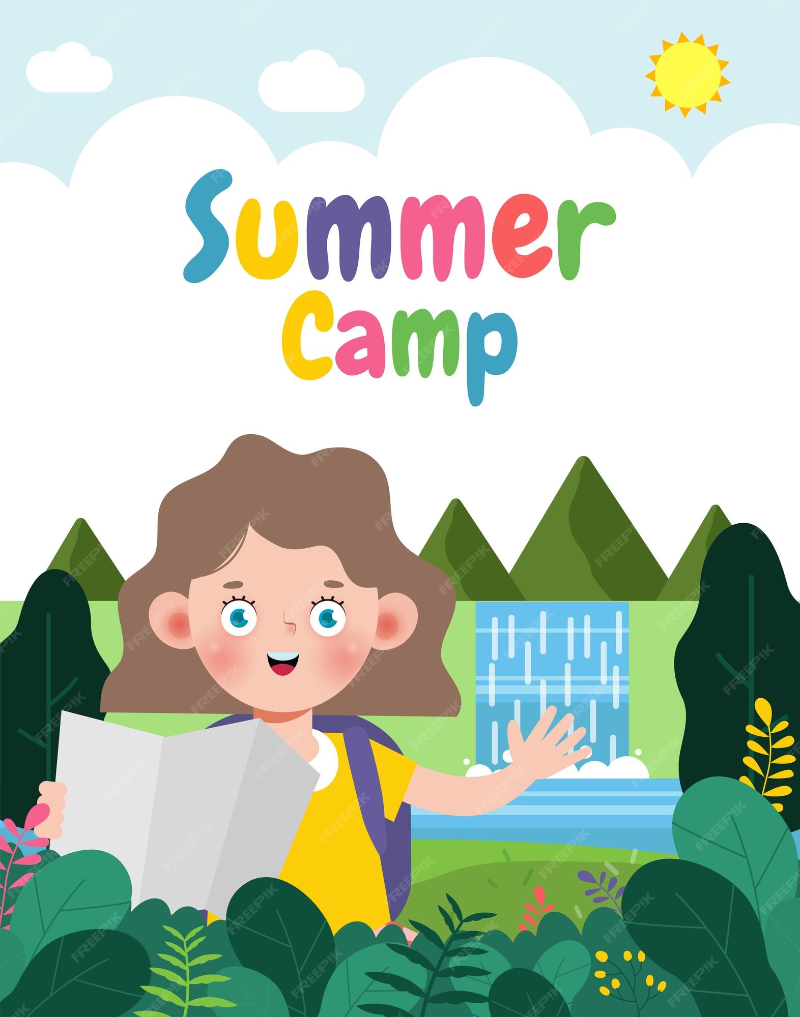 Premium Vector | Kids summer camp banner template background education for  advertising brochure or poster camping
