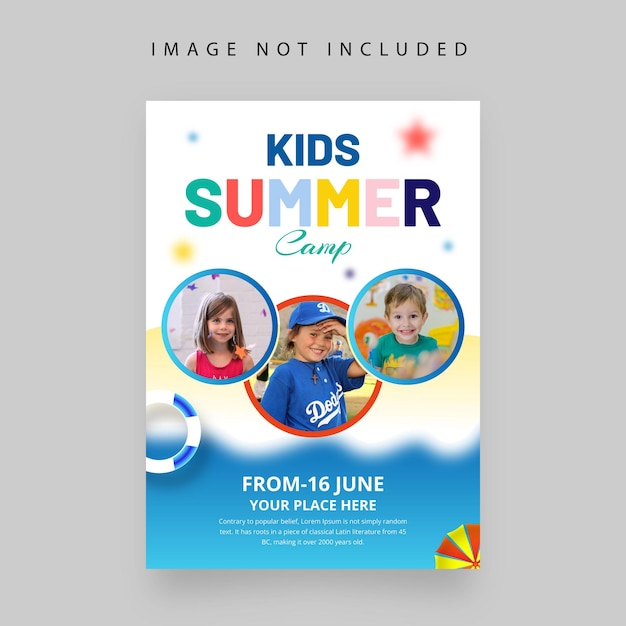 Vector kids summer camp flyer layout season poster vector template