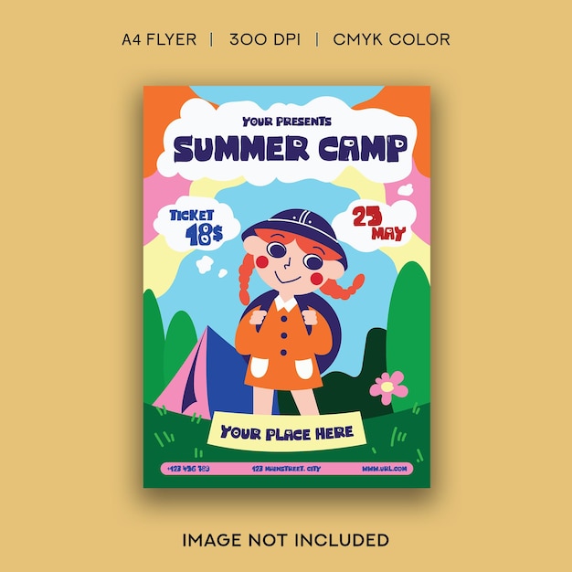 Vector kids summer camp flyer