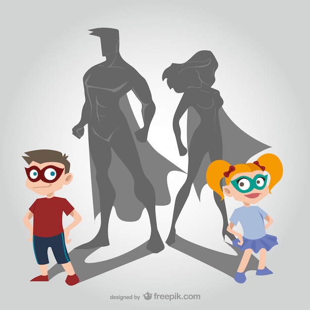 Bambini e supereroi cartoni animati