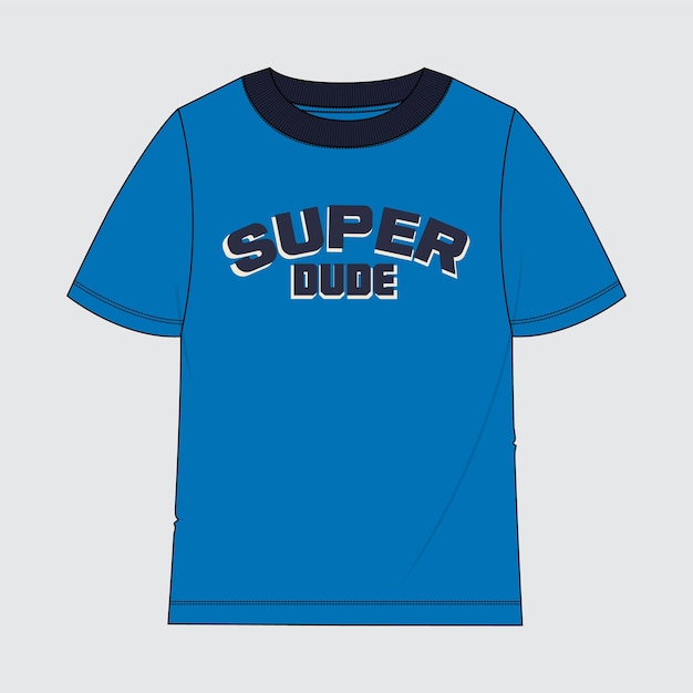 Vector kids t shirt with typography quotes super dude chest print design vector illustration