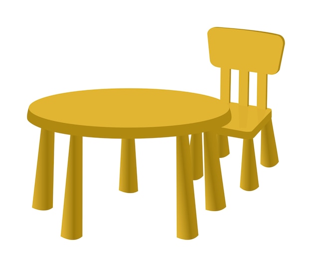 Kids table and chair Vector illustration